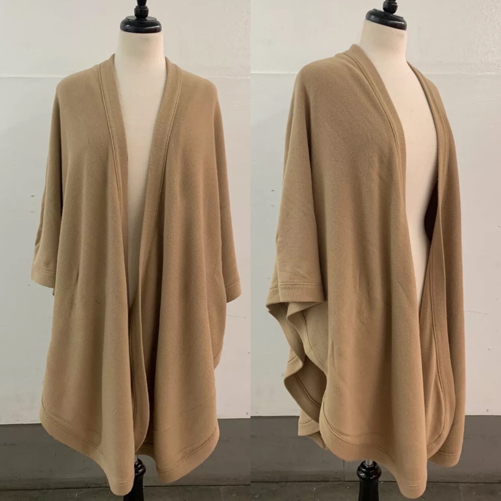 Nordstrom Knit Tan Cape Long Blanket Poncho 38” - Picture 1 of 9